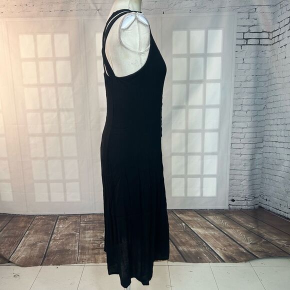 ROW A Black Strappy gold Button Down Midi Dress Size Small - Picture 7 of 10